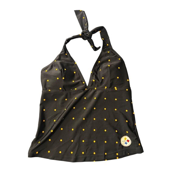 NFL Team Apparel Steelers Polka Dot Tankini Swim  Top M Swim Beach Vacation Reso - Picture 1 of 8
